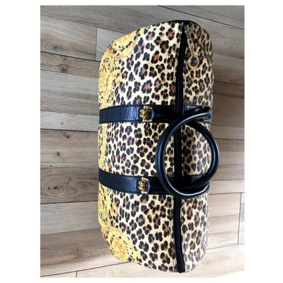 Gianni Versace Baroque Multicolor Canvas Weekend/Travel Bag Cheetah Duffle Bag - Picture 10 of 14